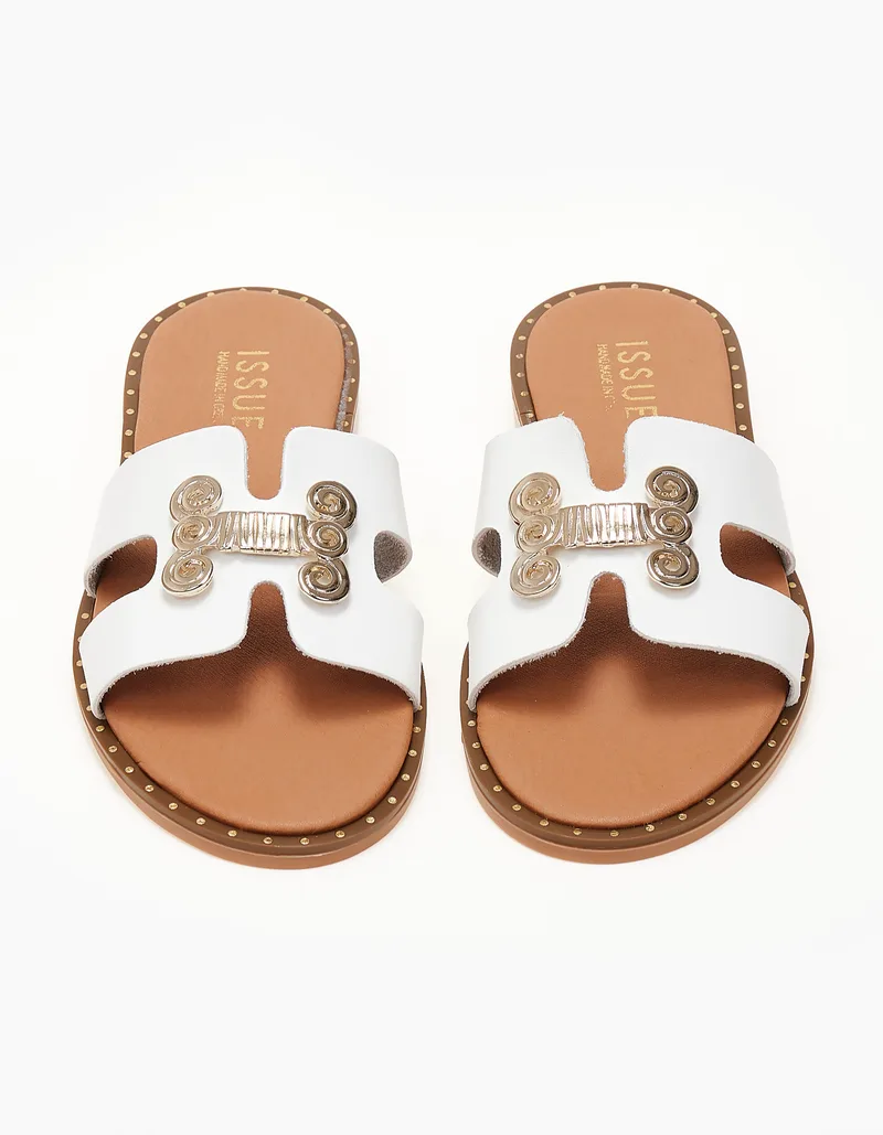 Φλατ σανδάλια handmade in Greece - Λευκό