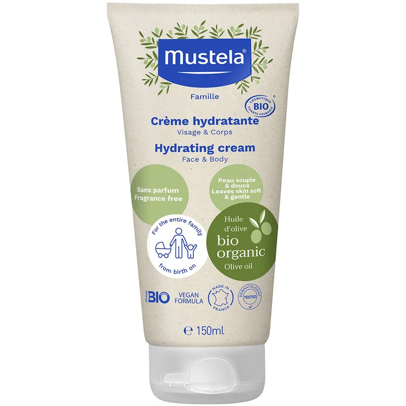 Mustela Bio Organic Hydrating Face & Body Cream Βιολογική Ενυδατική Κρέμα Προσώπου, Σώματος για Όλη την Οικογένεια 150ml