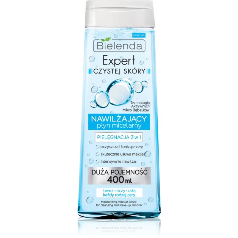 Bielenda Expert Pure Skin Moisturizing μικυλλιακό καθαριστικό νερό 3 σε 1 400 ml