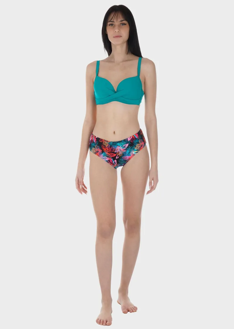 Γυναικείο σετ μαγιό bikini ενσωματωμένη ενίσχυση slip all print.Καλύπτει D-E CUP ΠΕΤΡΟΛ
