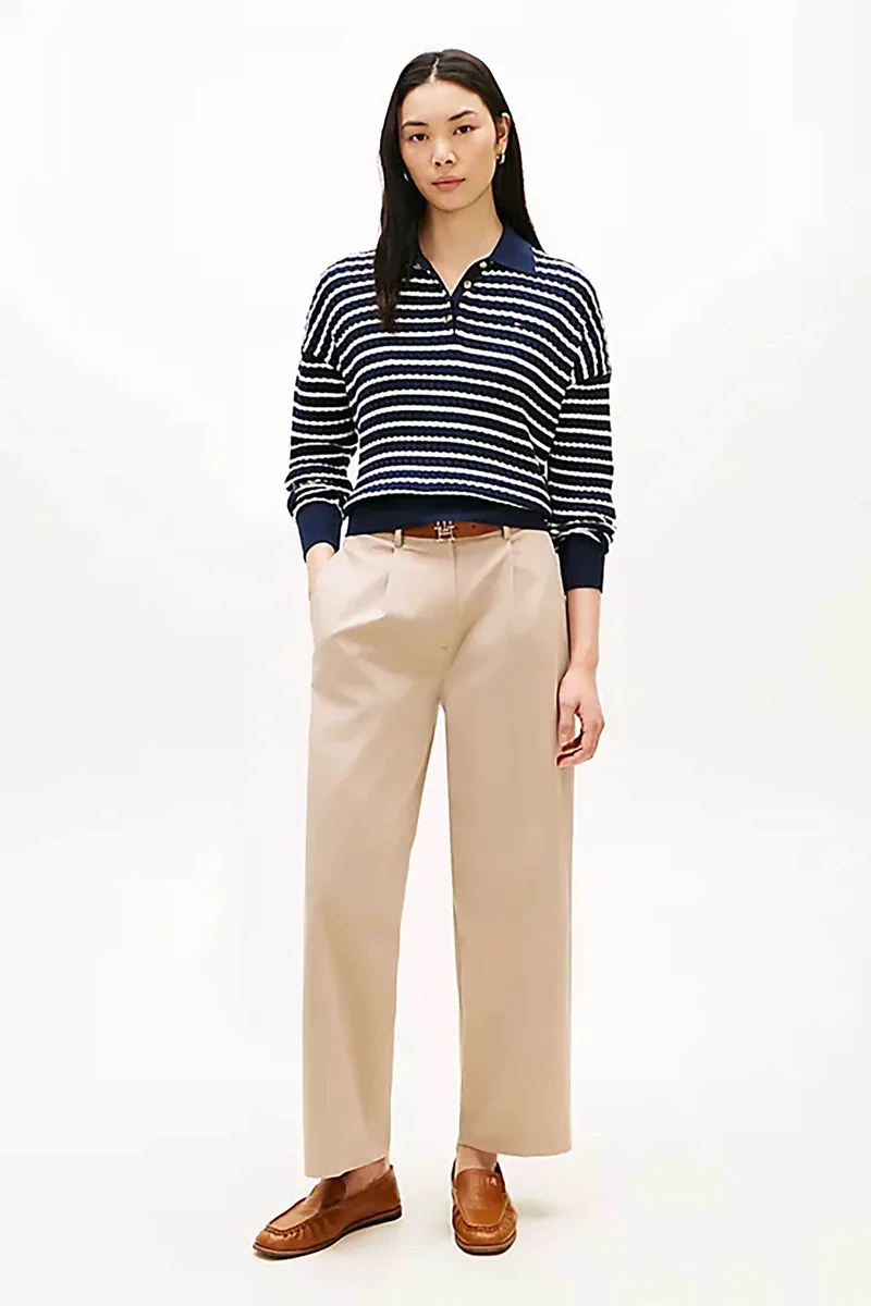 Tommy Hilfiger γυναικείο ψηλόμεσο παντελόνι Barrel Fit - WW0WW48993 Μπεζ