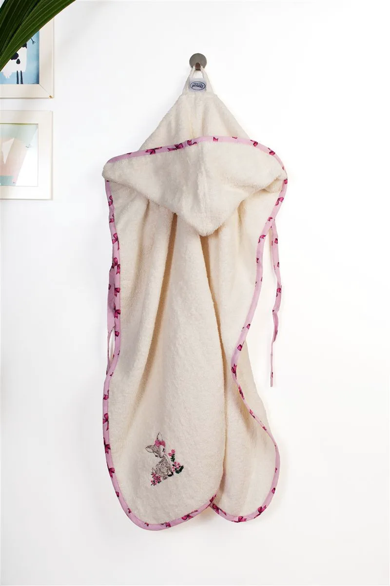 Κάπα Με Κέντημα Bebe 75x85εκ. Deer 198 Ecru-Ροζ Dimcol (Ύφασμα: Βαμβάκι 100%, Χρώμα: Ροζ) - DimCol - 31141429050