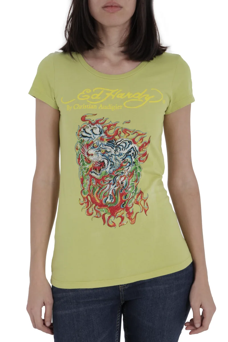 Μπλούζα Κοντομάνικη Ed Hardy Flaming Tiger A9WBBQZK-LIME-Lime Γυναικείο