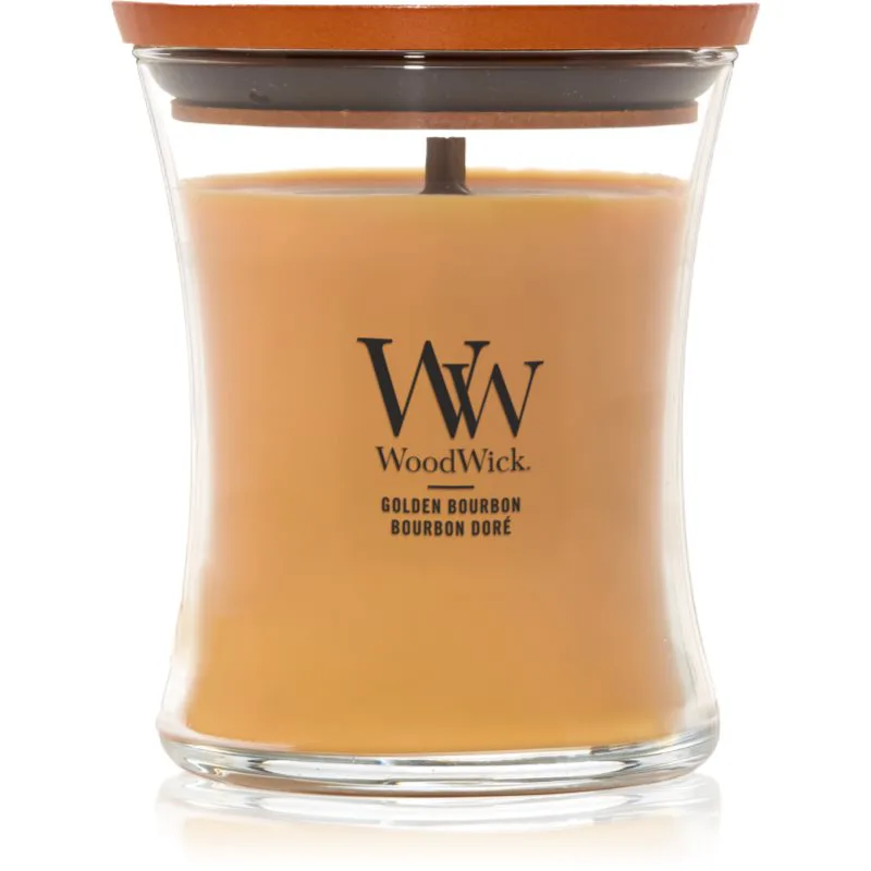 Woodwick Opulent Wood Golden Bourbon αρωματικό κερί με ξύλινο φιτίλι (hearthwick) 275 γρ