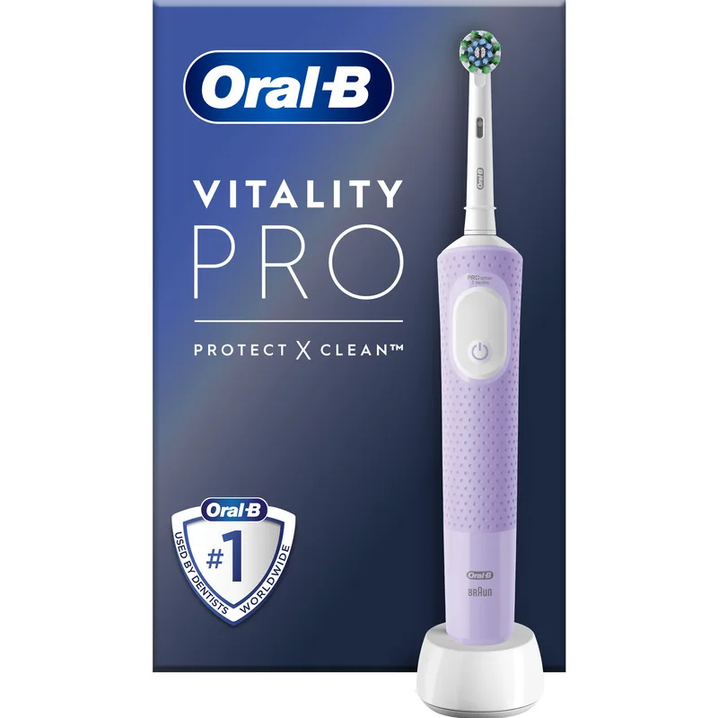 Oral-B Vitality Pro Purple Electric Toothbrush Ηλεκτρική Οδοντόβουρτσα με Χρονοδιακόπτη & Αισθητήρα Πίεσης για Προστασία των Ούλων 1 Τεμάχιο