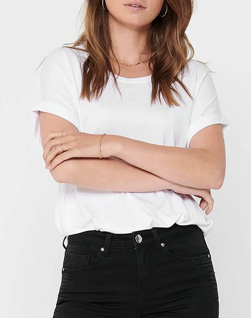 ONLY ONLMOSTER S/S O-NECK TOP NOOS JRS 15106662-WHITE White