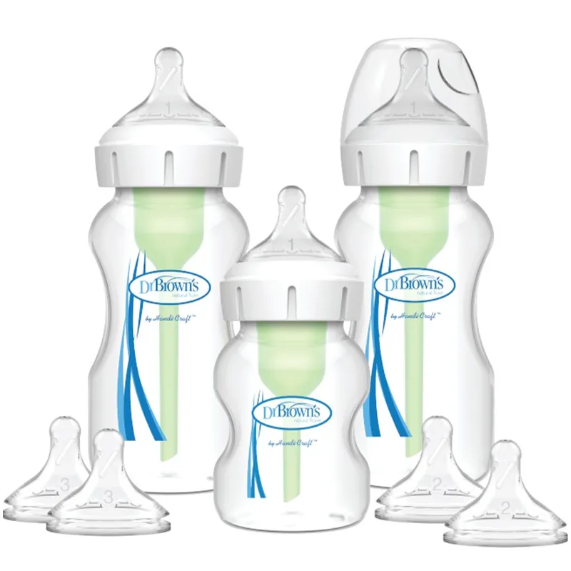 Dr. Brown’s Promo Options+ Anti-colic Plastic Bottle Wide Neck 0m+ (2x270ml) & (1x150ml) & Natural Flow Level 1 Silicone Teat 3 Τεμάχια & Level 2 - Level 3 (2x2Τεμάχια)