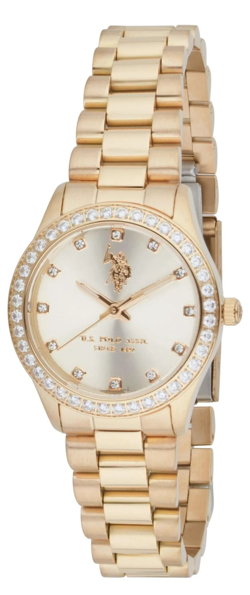 U.S. POLO Felicity Crystals - USP8408YG, Χρυσό case with Stainless Steel Bracelet