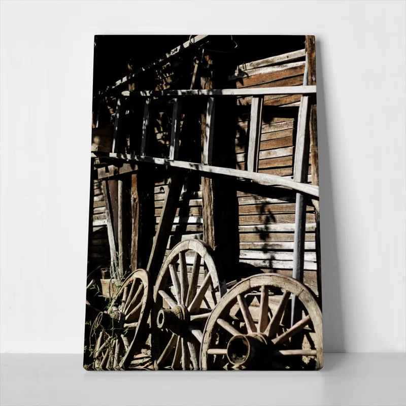 Πίνακας σε Καμβά RUSTIC FARMHOUSE OLD WHEELS