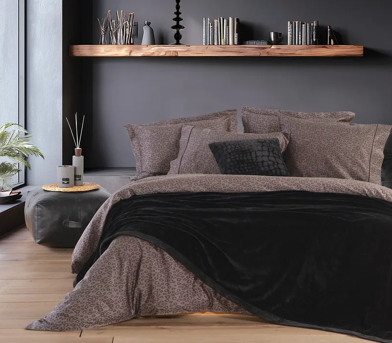 Κουβέρτα Βελουτέ Υπέρδιπλη Nef-Nef Velosso Black 230x240