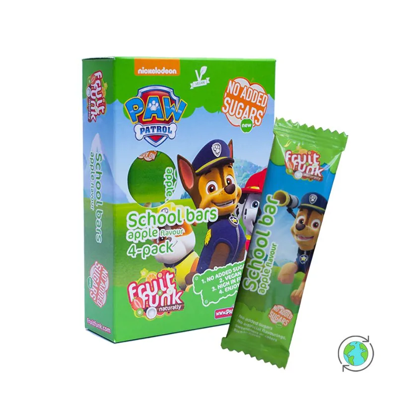 Παιδική Πολυσυσκευασία Paw Patrol School Bars με γεύση Μήλο - FruitFunk - 4x20γρ No Sugar Added Gluten Free Lactose Free Vegan Palm Oil Free