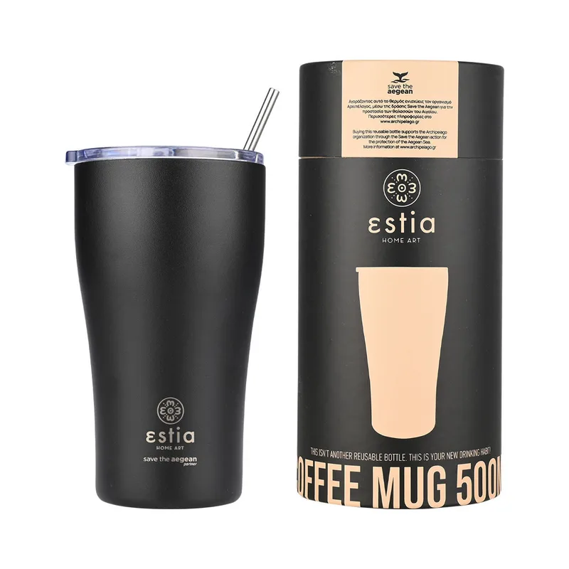 ΘΕΡΜΟΣ COFFEE MUG SAVE THE AEGEAN 500ml MIDNIGHT BLACK