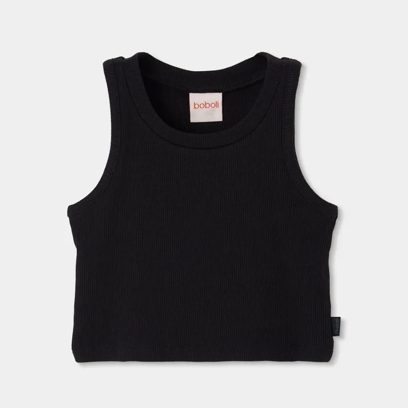 Μπλούζα μακό ριμπ κορίτσι Boboli-493040-890-Black