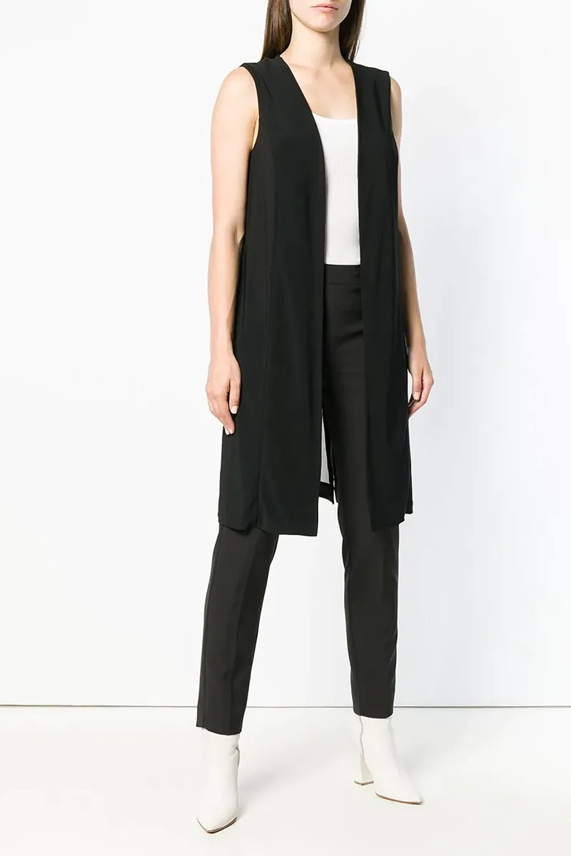 DKNY γυναικεία αμάνικη ζακέτα μονόχρωμη με διαφάνεια - W3319DKA Μαύρο