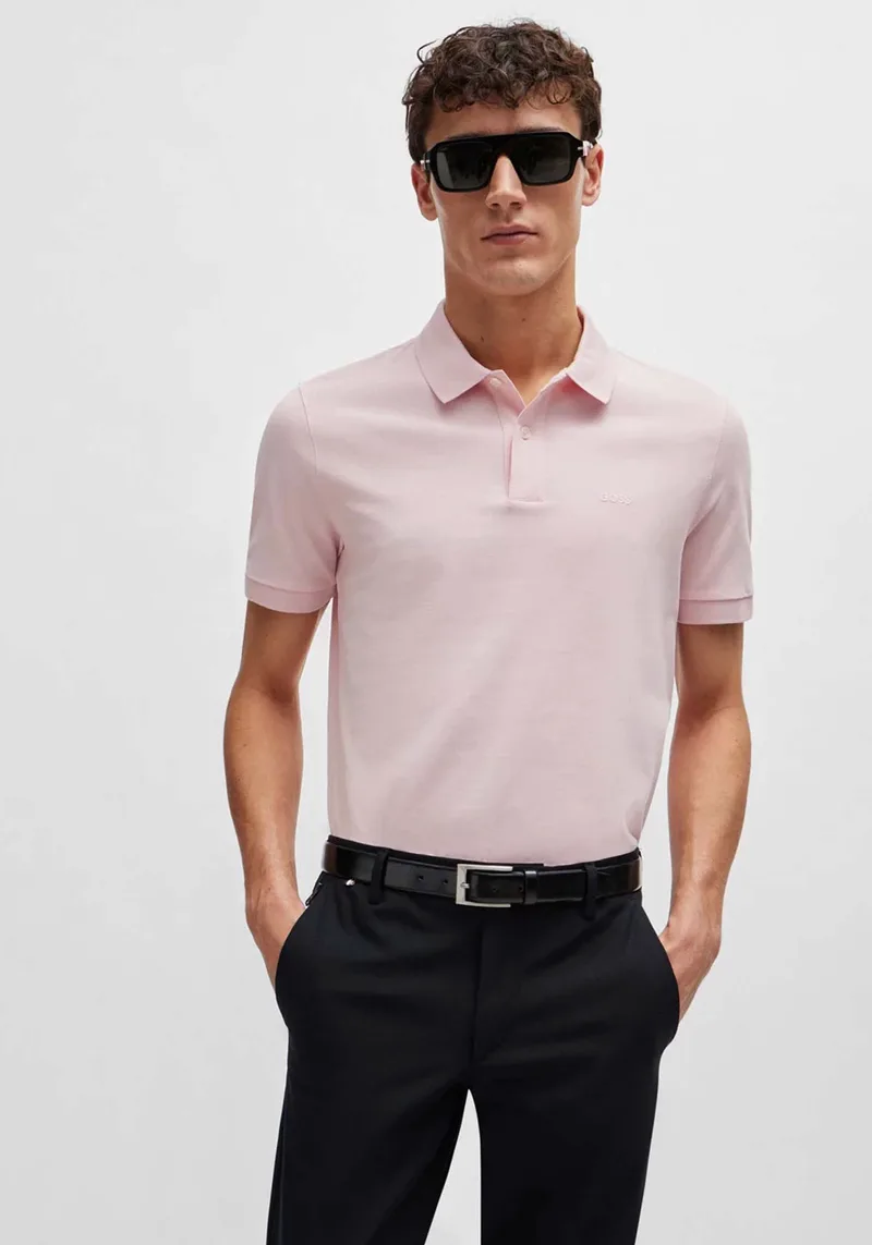 BOSS Κοντομάνικη Piqué Polo της σειράς Pallas - 50468301 688 Light Pastel Ροζ