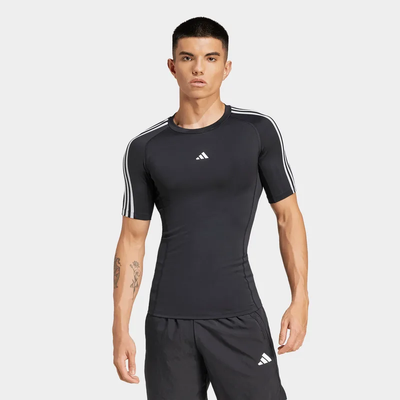 TechFit Compression Training 3-Stripes Ανδρικό Ισοθερμικό T-Shirt (9000200517_1469)