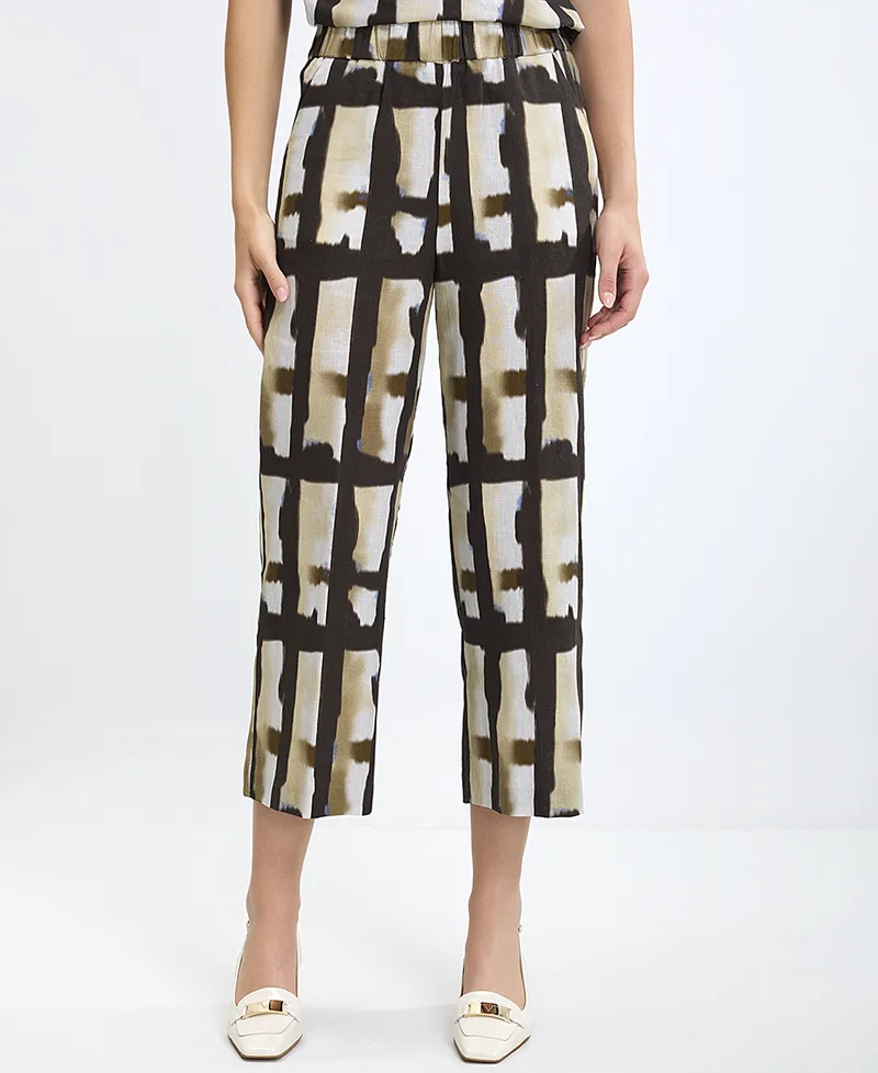 Γυναικείο Cropped Παντελόνι Regular Fit με Γραφικό Μοτίβο