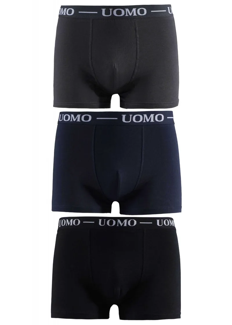 Αντρικό boxer Uomo εξωτερικό λάστιχο. Συσκευασία 3pack ΜΑΥΡΟ ΜΠΛΕ ΓΚΡΙ
