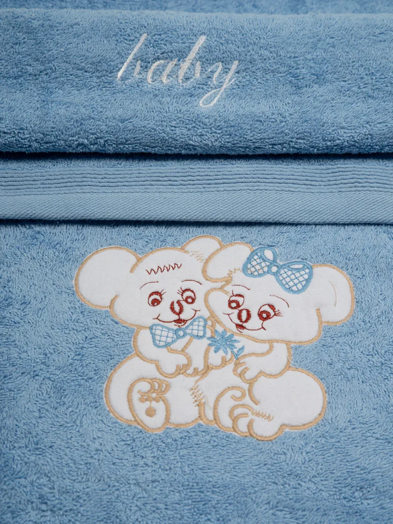 Παιδικές Πετσέτες (Σετ 2 Τμχ) Sunshine Κεντητές Couple 06 Blue/Blue