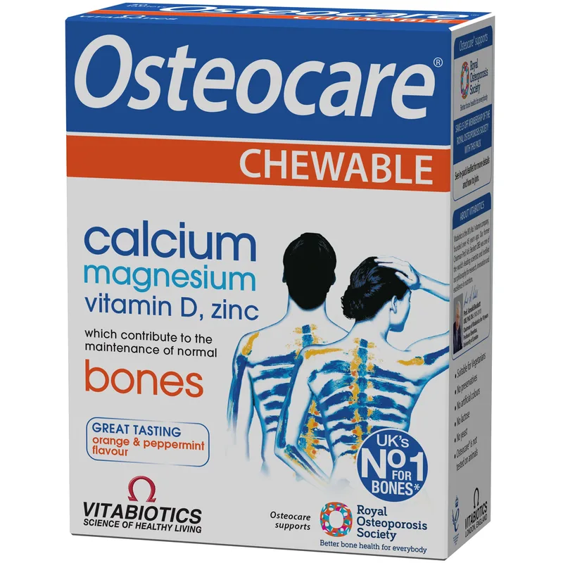 Vitabiotics Osteocare Chewable Συμπλήρωμα Διατροφής, Συνδυασμός Ασβεστίου, Μαγνησίου, Βιταμίνης D και Ιχνοστοιχείων 30tabs