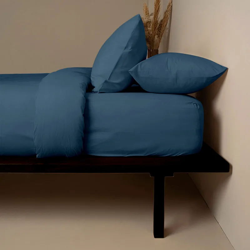 Σεντόνια Διπλά (Σετ) 150X205+30 Sunshine Cotton Feelings 121 Sea Blue Με Λάστιχο (150x205+30)
