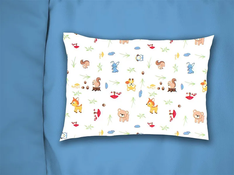 Μαξιλαροθήκη Bebe Φάκελος Βαμβακερή 35x45εκ. Forest Animals 570 White-Sky Blue DimCol (Ύφασμα: Βαμβάκι 100%, Χρώμα: Λευκό) - DimCol - 31111646049