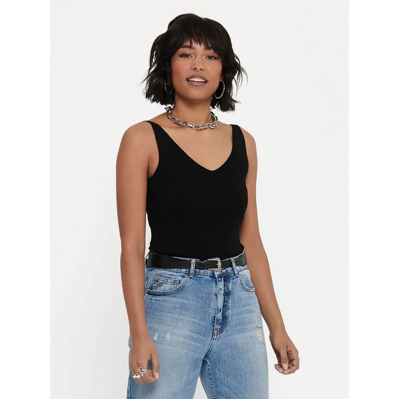 JDY Τοπ Nanna 15180497 Μαύρο Slim Fit