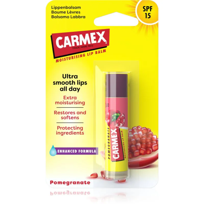 Carmex Pomegranate ενυδατικό βάλσαμο για τα χείλη σε μπάρες SPF 15 4.25 γρ