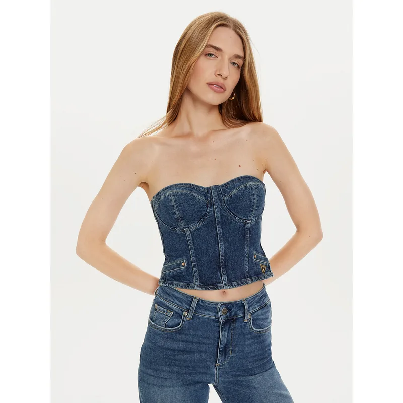 Guess Τοπ W4PH0T D5JT1 Σκούρο μπλε Slim Fit