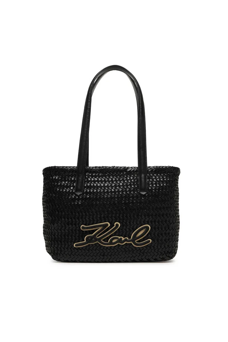 Karl Lagerfeld γυναικεία δερμάτινη τσάντα tote "Signature Small" - B2W30206 Μαύρο