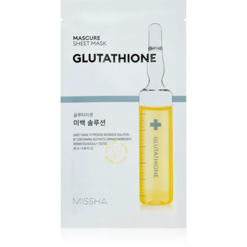 Missha Mascure Glutathione λαμπρυντική υφασμάτινη μάσκα λάμψης 28 ml