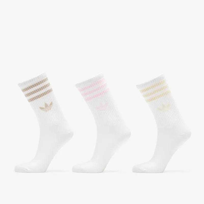 adidas 3-Stripes Crew Socks 3-Pack Wonder White/ Clear Ροζ/ Wonder Μπεζ M
