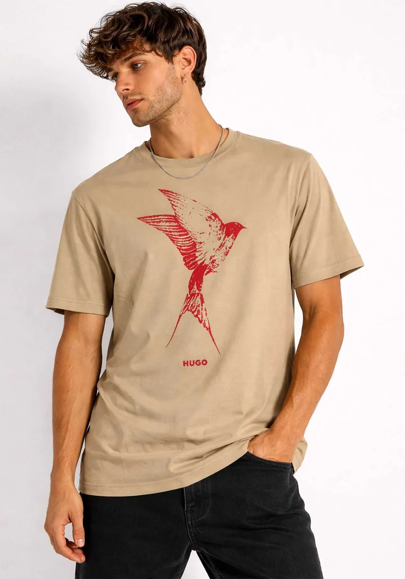 HUGO Κοντομάνικη T-shirt Duhorse - 50557684 269 Μπεζ