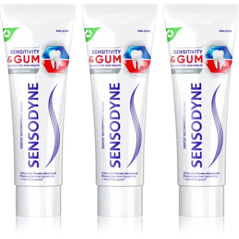 Sensodyne Sensitivity & Gum Whitening λευκαντική οδοντόκρεμα για την προστασία δοντιών και των ούλων 3x75 ml