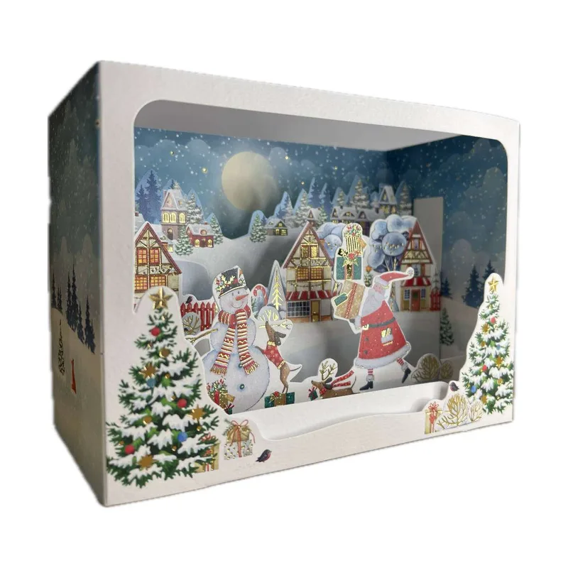 Pictura Xmas 3D Αναδυόμενη Κάρτα Κουτί Xιονάνθρωπος με Άγιο Βασίλη PI22015