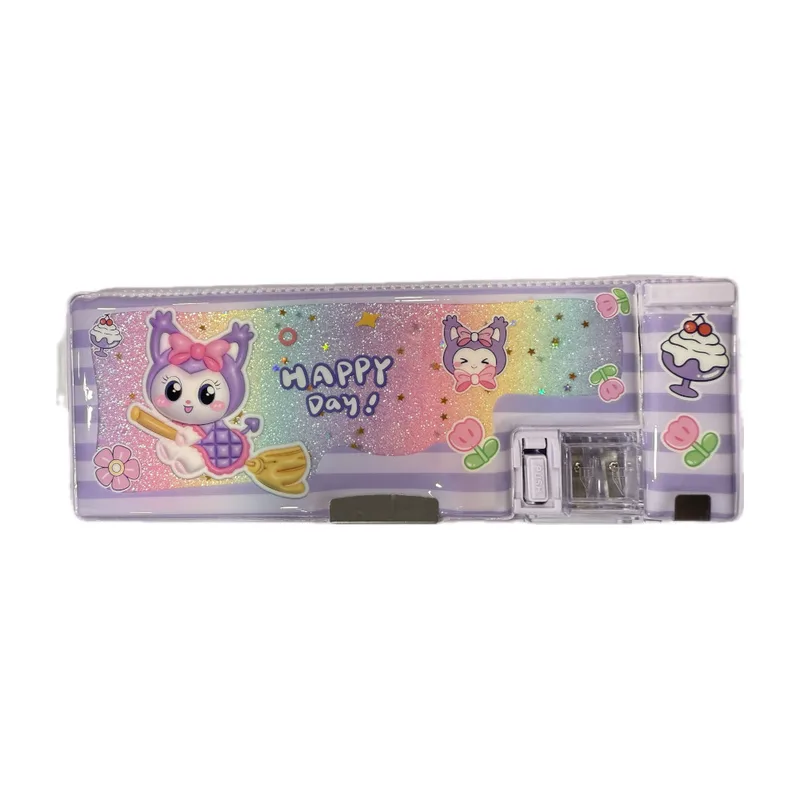 Κασετίνα vintage happy day με Strass Kuromi (Τυχαίο Σχέδιο) Μωβ