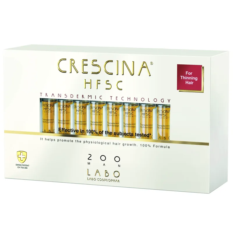 Crescina Transdermic HFSC Man Treatment Αγωγή με Ειδικά Σχεδιασμένη Ανδρική Σύνθεση για τα Αρχικά Στάδια Αραίωσης των Μαλλιών 20 Τεμάχια - 200