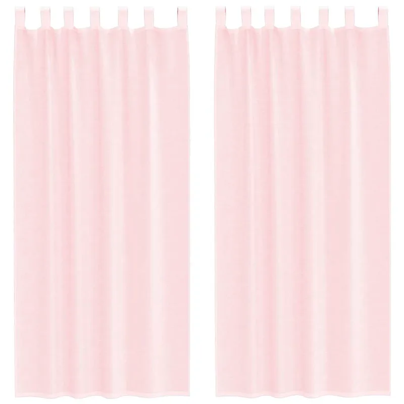 vidaXL Κουρτίνες Voile με Θηλιές 2 τεμ. Ανοιχτό Ροζ 140x225 εκ.