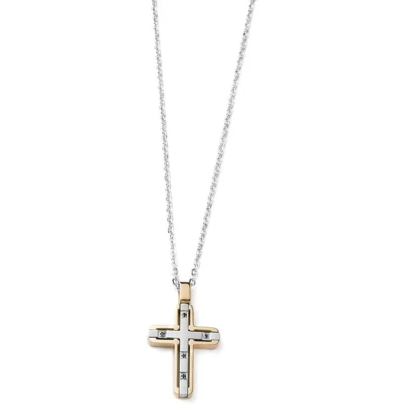 SOVRANI Κολιέ-Σταυρός από Aσήμι 925 Silver & Χρυσό J5862