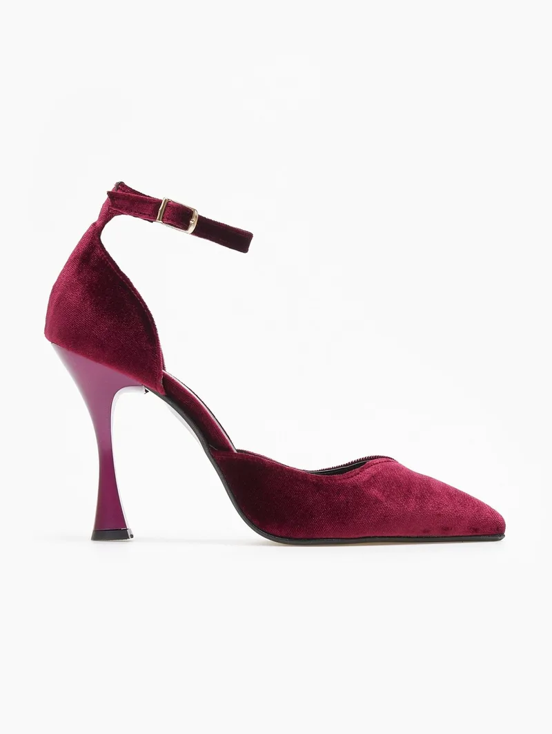 TFP Velvet Ankle Strap Pumps - 917 - Bordeaux