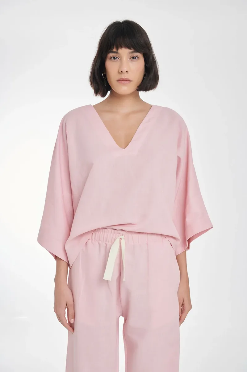OUTLET - Λινή Πουκαμίσα Carrie - BABY PINK