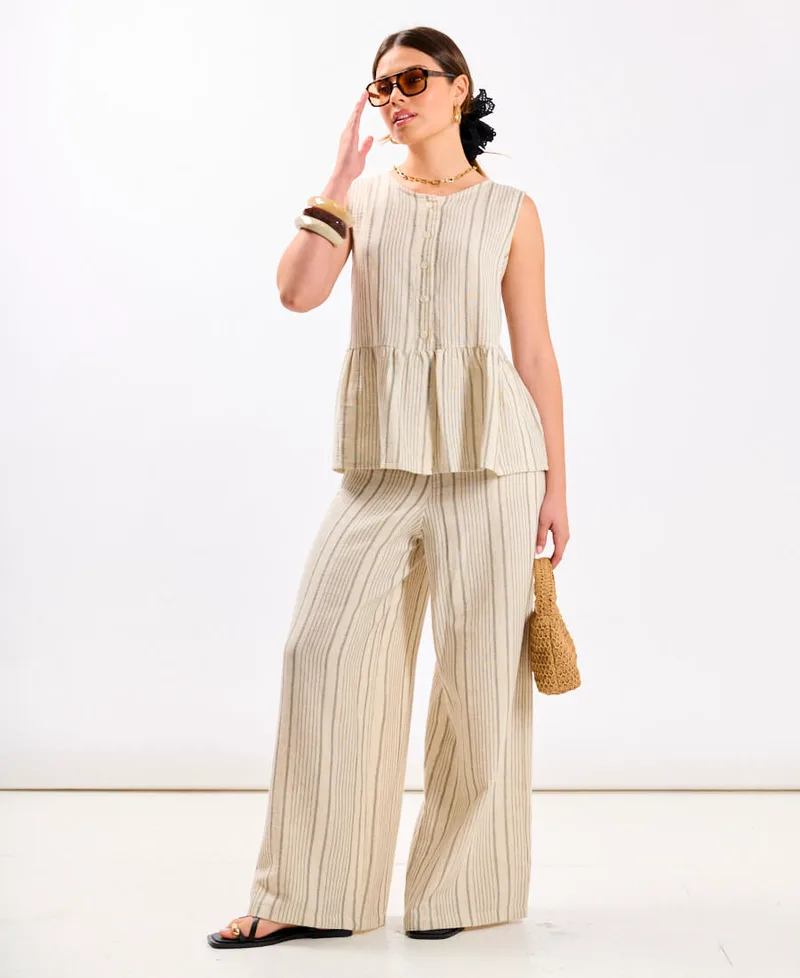 Linen Stripe Trousers | Clothing Size: S