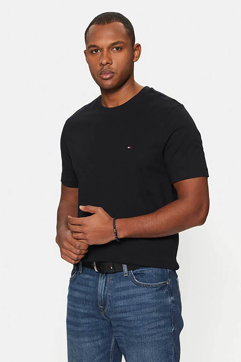 Tommy Hilfiger ανδρικό T-shirt με κεντημένο logo flag Regular Fit - MW0MW37267 Μπλε Σκούρο