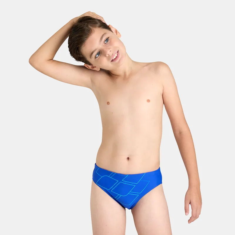 ARENA BOY'S MARK PRINT SWIM BRIEF ΜΠΛΕ