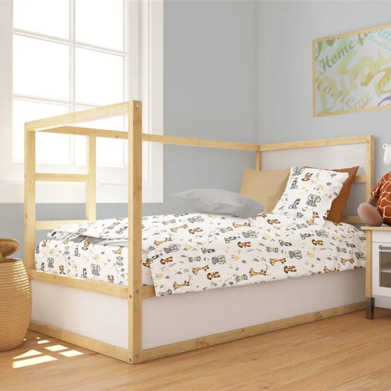 Βρεφική Παπλωματοθήκη Κούνιας Dimcol Savanna 36 120X160 White-Grey Flannel