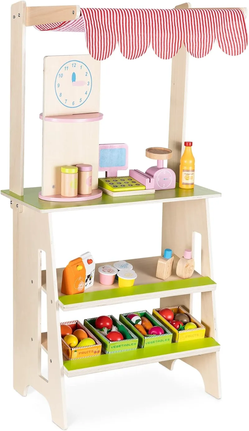 Navaris Wooden Play Shop / Supermarket Stall for Kids - Ξύλινο Παιχνίδι Σούπερ Μάρκετ / Παντοπωλείο για Παιδιά (56459.01)