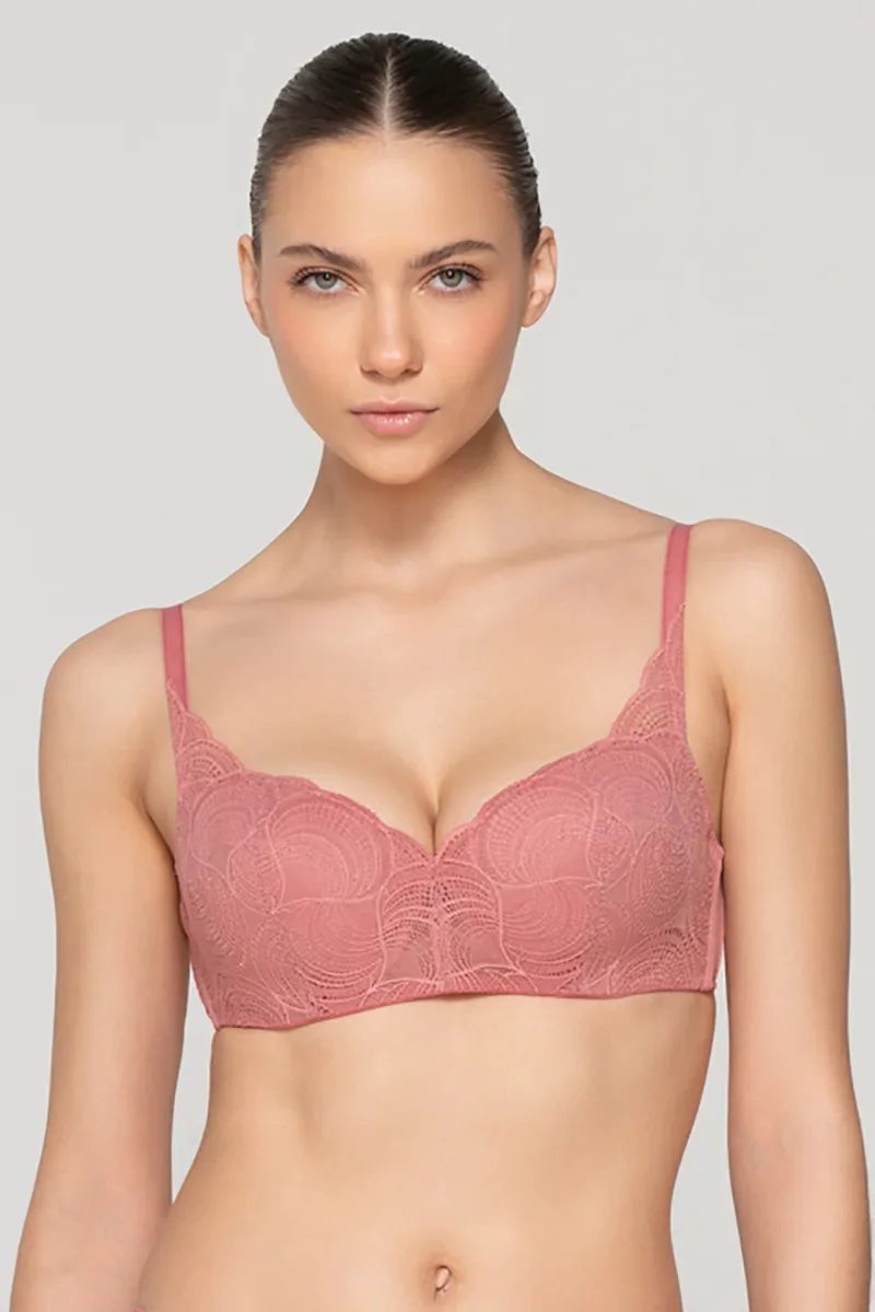 Luna γυναικείο σουτιέν 3/4 Padded Balconette με ήπια ενίσχυση και ζακάρ φλοράλ δαντέλα ''Pearl'' (Cup D)-16502a