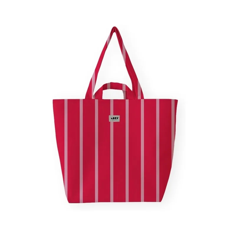 Shopping bag Lori Barcelona Fine Stripe - Pink/Red