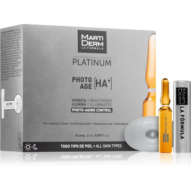 MartiDerm Platinum Photo Age HA+ αντιγηραντικός ορός προσώπου σε αμπούλες με βιταμίνη C 10x2 ml