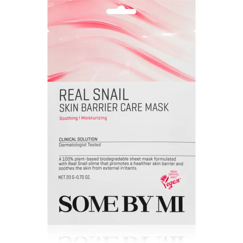 Some By Mi Clinical Solution Snail Skin Barrier Care Mask υφασμάτινη μάσκα ενίσχυσης για αναγέννηση και ανανέωση επιδερμίδας 20 γρ